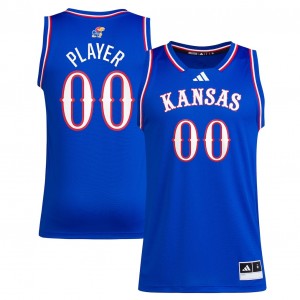 Men's Custom Royal Jayhawks #00 Game Jersey 490597-718