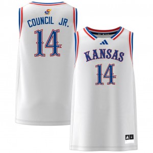 Men's Melvin Council Jr. White Jayhawks #14 Game Jersey 908182-720