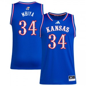 Men's Paul Mbiya Royal Kansas #34 Stitched Jerseys 789017-916