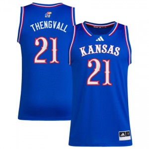 Men's Will Thengvall Royal Jayhawks #21 Official Jerseys 767646-614