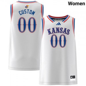 Women's Custom White Kansas Jayhawks #00 Limited Jerseys 197028-548