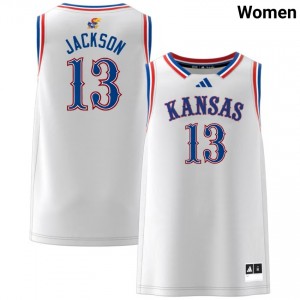 Women's Elmarko Jackson White Jayhawks #13 High School Jersey 633693-878