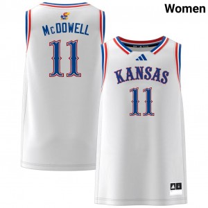 Women's Jamari McDowell White University of Kansas #11 Stitched Jerseys 732949-781