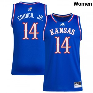 Women's Melvin Council Jr. Royal Kansas Jayhawks #14 NCAA Jerseys 333936-987