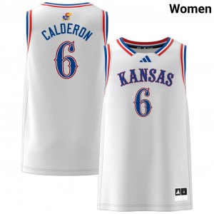 Women's Samis Calderon White University of Kansas #6 Stitched Jersey 953989-215