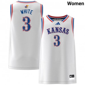 Women's Tre White White Kansas Jayhawks #3 Stitched Jersey 456864-952