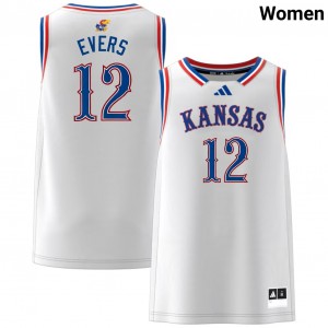 Women's Wilder Evers White Jayhawks #12 High School Jerseys 924490-139