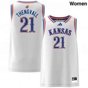 Women's Will Thengvall White Kansas #21 Game Jersey 901831-263