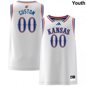 Youth Custom White Kansas Jayhawks #00 High School Jersey 294348-464