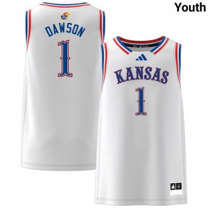 Youth Jayden Dawson White Kansas Jayhawks #1 NCAA Jersey 231316-299