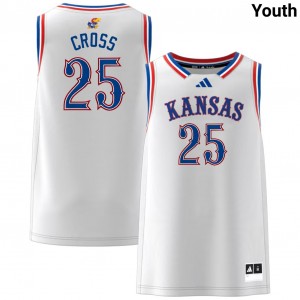 Youth Justin Cross White University of Kansas #25 Official Jerseys 874692-279