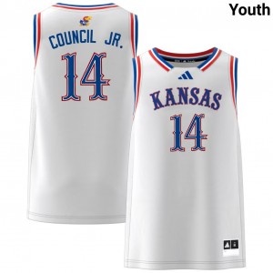 Youth Melvin Council Jr. White Kansas Jayhawks #14 Replica Jerseys 855424-312