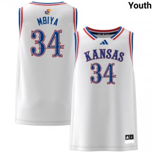 Youth Paul Mbiya White KU #34 Limited Jersey 279689-487